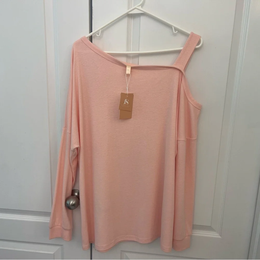 Jinkesi Pink Off The Shoulder / Cold Shoulder Long Sleeve Sweater, Size 2X , NWT - Picture 12 of 13